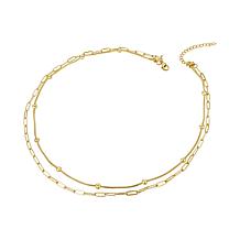 Stately Steel Stainless Steel Paper Clip Ball Chain Necklace