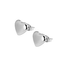 Stately Steel Stainless Steel Puffed Heart Stud Earrings