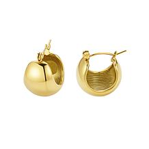 Stately Steel Stainless Steel Puffy Hugger Earrings