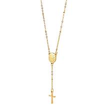 Stately Steel Stainless Steel Rosary Necklace
