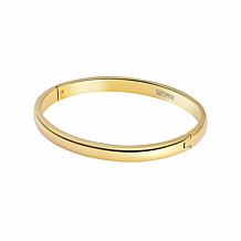 Stately Steel Stainless Steel Round Squared Hinged Bangle Bracelet 