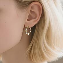 Stately Steel Stainless Steel Simulated Pearl Bead Hoop Earrings