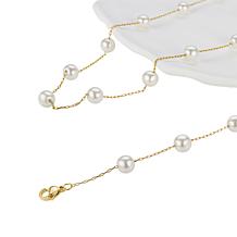 Stately Steel Stainless Steel Simulated Pearl Bracelet and Necklace