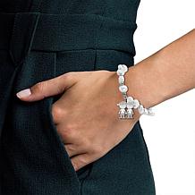 Stately Steel Stainless Steel Simulated Pearl Two Boys Bracelet