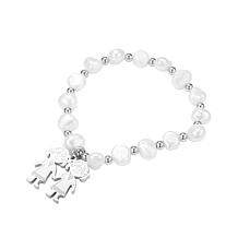 Stately Steel Stainless Steel Simulated Pearl Two Girls Bracelet