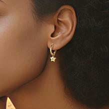 Stately Steel Stainless Steel Star CZ Dangle Earrings