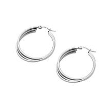 Stately Steel Stainless Steel Triple Overlapping Hoop Earrings