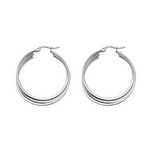 Stately Steel Stainless Steel Triple Overlapping Hoop Earrings