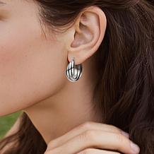 Stately Steel Stainless Steel Triple Overlapping Hoop Earrings