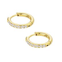 Stately Steel Stainless Steel Tube CZ Hoop Earrings
