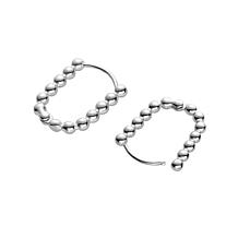 Stately Steel Stainless Steel U-Shape Beaded Hoop Earrings