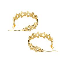 Stately Steel Star Chain Hoop Earrings