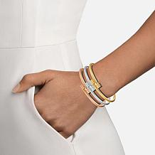 Stately Steel Three Tone Wire Cuff Bangle