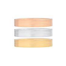 Stately Steel Tri-Color Stainless Steel Ribbed Stack Ring