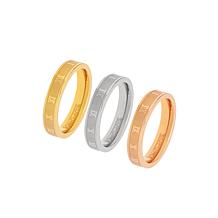 Stately Steel Tri-Colored Roman Numeral Ring Set