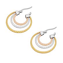 Stately Steel Triple-Round Hoop Earrings
