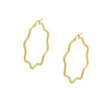 Stately Steel Wavy Hectogram Hoop Earrings - 1-9/16"