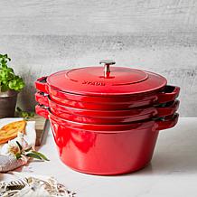 Staub Cast Iron 4-Piece Stackable Set - Cherry