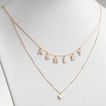 Sterling Silver 2-Row Dangle Name and Heart Necklace