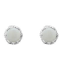 Sterling Silver 5mm Round Gemstone 6-Prong Textured Stud Earrings