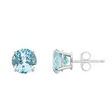 Sterling Silver 7mm Round Aquamarine Stud Earrings