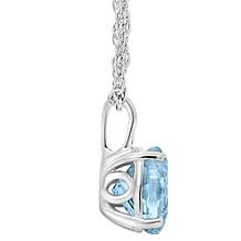 Sterling Silver 8mm Round Gemstone Solitaire Pendant with Chain