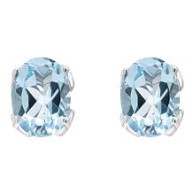 Sterling Silver 8x6mm Oval-Cut Gemstone Stud Earrings