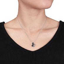 Sterling Silver and Black Diamond Cats Pendant