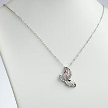 Sterling Silver Birthstone Family Butterfly Hearts Pendant Necklace