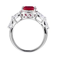 Sterling Silver Created Ruby and Cubic Zirconia Ring
