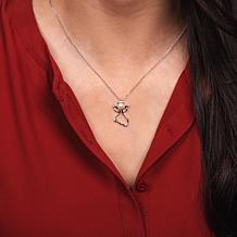 Sterling Silver Cultured Pearl & Created White Sapphire Angel Necklace