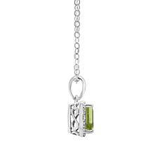 Sterling Silver Emerald-Cut Gemstone & Diamond Pendant with Chain