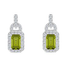 Sterling Silver Emerald-Cut Gemstone and White Topaz Earrings