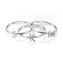 Sterling Silver or Gold over Sterling Petite Uppercase Initials Rin...