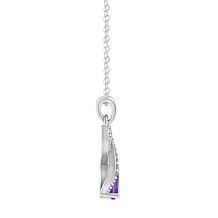 Sterling Silver Oval-Cut Gemstone and White Topaz Pendant with Chain