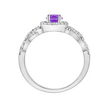 Sterling Silver Oval-Cut Gemstone and White Topaz Ring