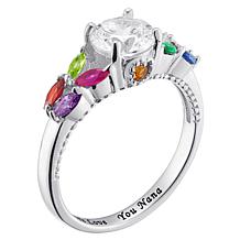 Sterling Silver Personalized Mother's and Family CZ and Crystal Ring