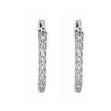 Sterling Silver Polished and Diamond-Cut Hoop Earrings - 3/4"