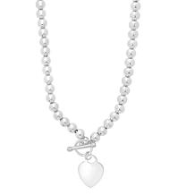 Sterling Silver Polished Heart Beaded Bracelet with Toggle Clasp
