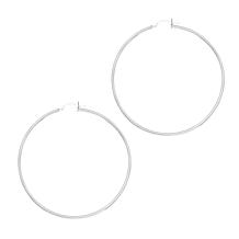 Sterling Silver Rhodium Finish Round Tube Round Hoop Earring