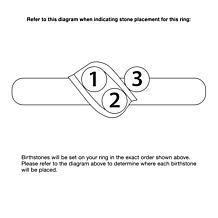 Sterling Silver Round Birthstone Crystal Band Ring - 3 Stones