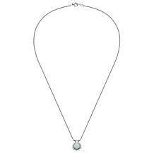 Sterling Silver Round Created Opal and CZ Halo Necklace