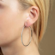 Sterling Silver Round Tube Round Hoop Earring - 2 7/16"