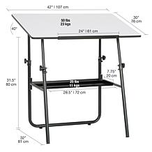 Studio Designs Black/White Foldable Table w/ Adjustable Top & Height