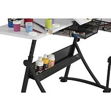 Studio Designs Fusion 2-Piece Black and White Drafting Table Stool Set
