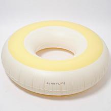 SUNNYLiFE Inflatable Tube Pool Ring Float in Butter Yellow & Cream