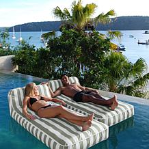 SUNNYLiFE Luxe Lie-On Lounger Inflatable Pool Float - Seagrass Stripe