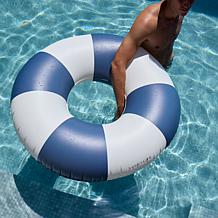 SUNNYLiFE Navy Stripe Inflatable Tube Pool Ring 41.7"