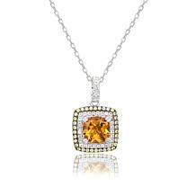Suzy Levian Cushion-Cut Gemstone, Sapphire and White Topaz Pendant
