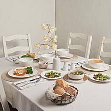 Tabletops Gallery White Lines 12PC Dinnerware Set - Service for 4